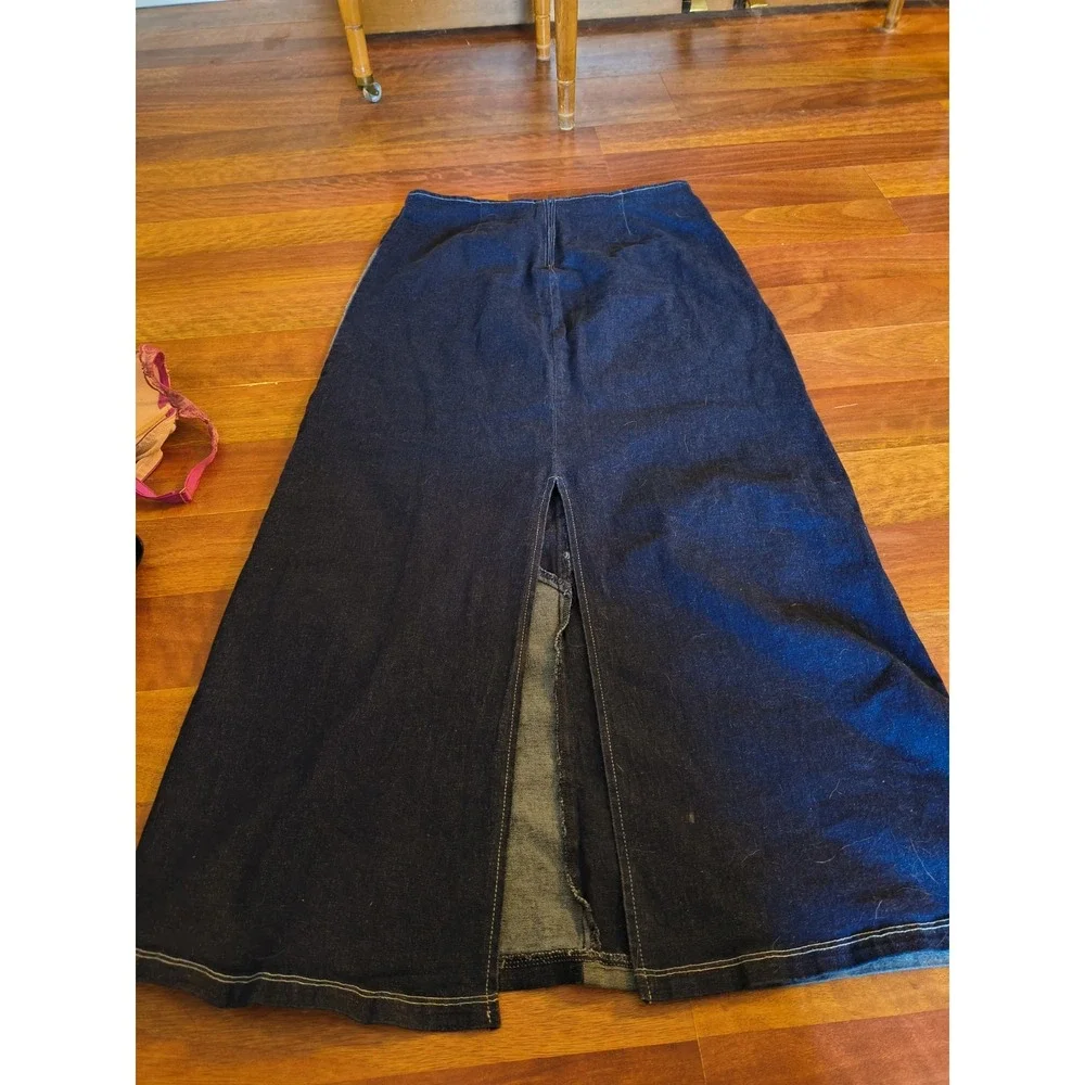 Rave Stretch Denim Patchwork Maxi Skirt XL - Picture 10 of 13